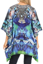 Stylish Rhinestone Lace-Up V-Neck Women's Caftan Poncho Cover-Up by Sakkas Aymee