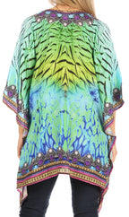 Stylish Rhinestone Lace-Up V-Neck Women's Caftan Poncho Cover-Up by Sakkas Aymee