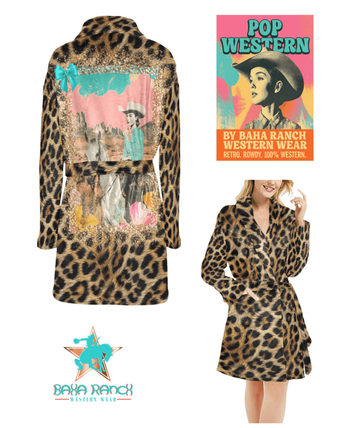Baha Ranch Retro Pop Western Leopard Cowgirl Robe - Qu!rk Boutique