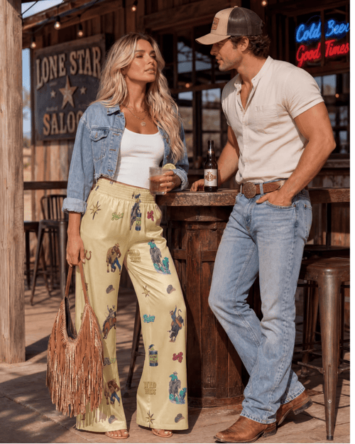 Baha Ranch The Last Roundup Rodeo High Waisted Wide Leg Pants - Qu!rk Boutique