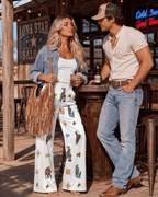 Baha Ranch The Last Roundup Rodeo High Waisted Wide Leg Pants - Qu!rk Boutique