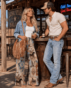 Baha Ranch Bohemian Dreams High Waisted Wide Leg Pants Inclusive Sizing - Qu!rk Boutique