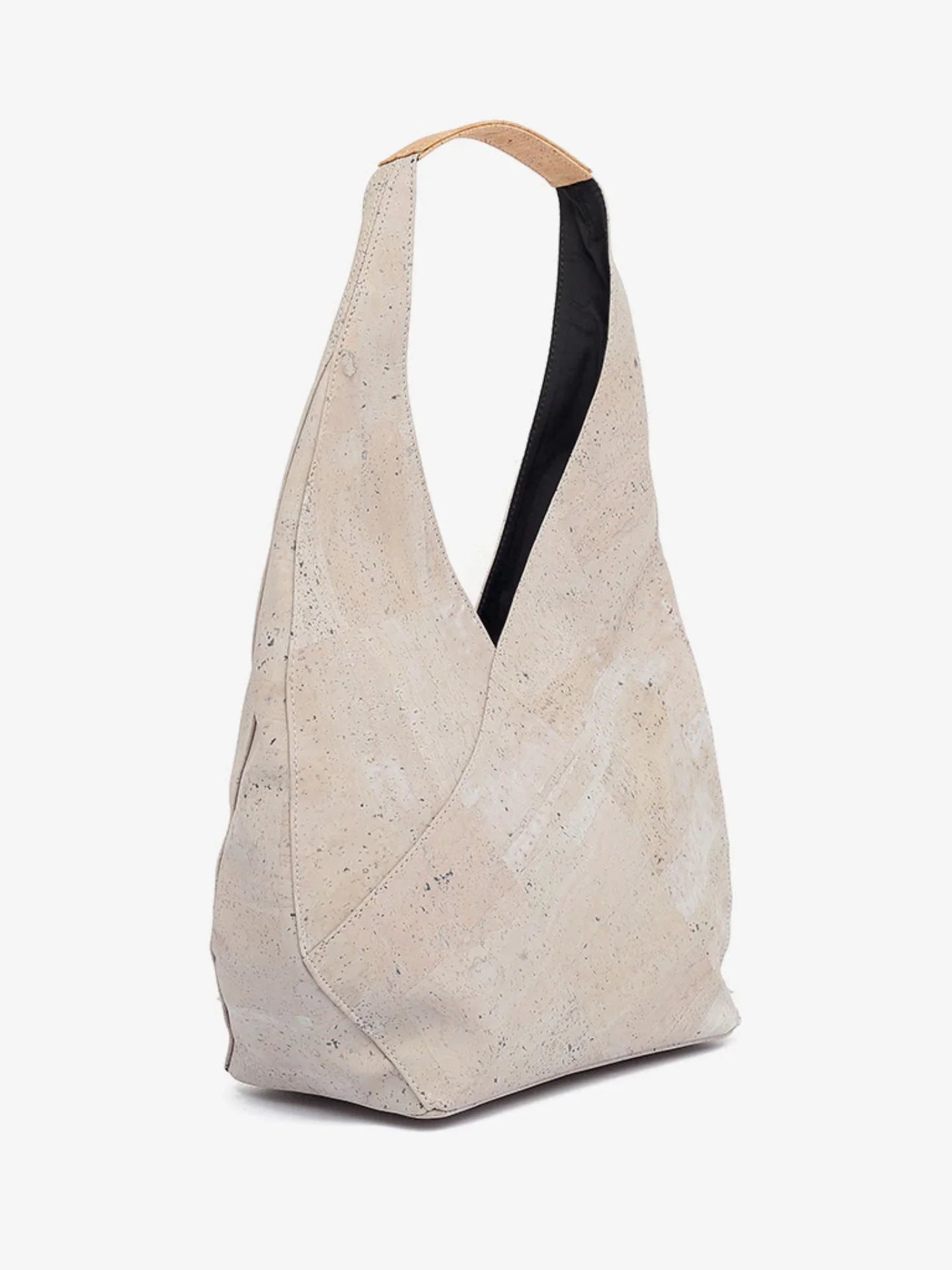 Sustainable beige cork tote bag with black lining, featured at Qu!rk Boutique