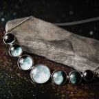 Varying Sized Curved Moon Phase Necklace in Silver - Qu!rk Boutique