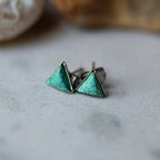Mountains of Earth Tiny Triangle Turquoise Stud Earrings - Qu!rk Boutique