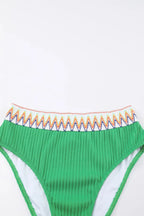 Textured Contrast Banding Bikini High Waist 2pcs Swimsuit - Qu!rk Boutique