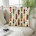 Aztec Feathers Pillow Case Made in America - Qu!rk Boutique