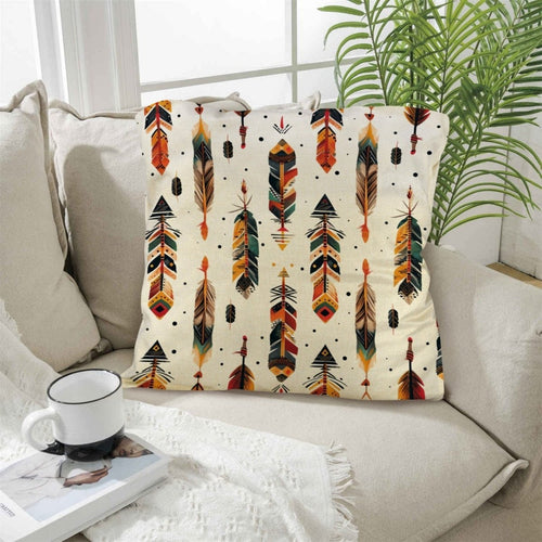 Aztec Feathers Pillow Case Made in America - Qu!rk Boutique