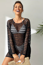 Crochet Knit Long Sleeve Cover-Up - Qu!rk Boutique