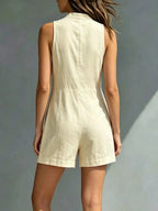 Full Size Sleeveless Button-Front Romper with Pockets Plus Size - Qu!rk Boutique