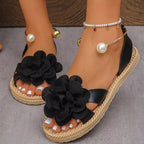 Flower Open Toe Sandals - Qu!rk Boutique