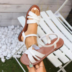Open Toe Flats Sandals - Qu!rk Boutique