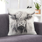Baha Ranch Black White Highland Velvety Soft Pillow Cover Made in America - Qu!rk Boutique