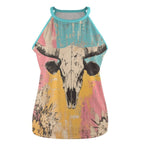 Baha Ranch Bull Skull Retro Pop Western Tank Top - Qu!rk Boutique