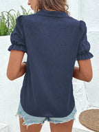 Floral Embroidered Puff Sleeve Blouse - Qu!rk Boutique