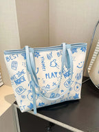 Graffiti Print Casual Tote Bag - Qu!rk Boutique