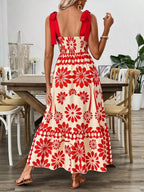 Floral Print Tie-Shoulder Midi Dress - Qu!rk Boutique