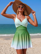 V-Neck Gradient One-Piece Swimsuit - Qu!rk Boutique