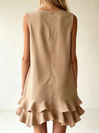 Full Size Sleeveless V-Neck Tiered Ruffle Mini Dress Plus Size - Qu!rk Boutique