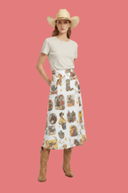 Baha Ranch Vintage Cowgirl Collage Beach Coverup Skirt - Qu!rk Boutique