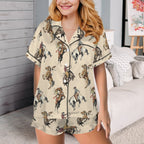 Baha Ranch Vintage Cowgirl Satin Ruffle Western Pajama Set - Qu!rk Boutique