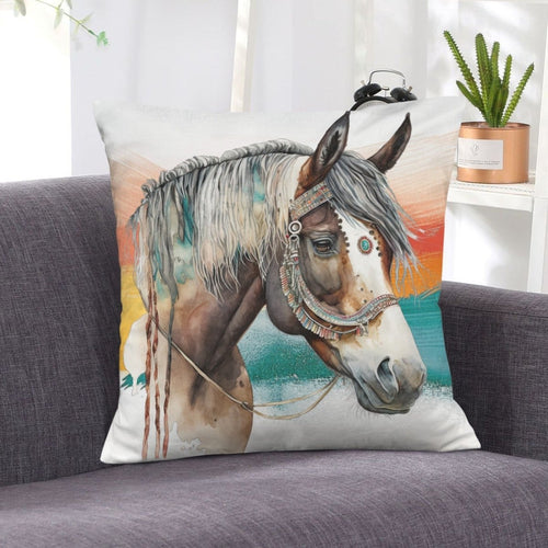 Baha Ranch War Pony Horse Velvety Soft Pillow Cover Made in America - Qu!rk Boutique