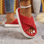 💙 Crisscross Open Toe Platform Slippers - Qu!rk Boutique