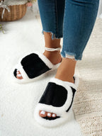💙 Fuzzy Open Toe Flats Slippers - Qu!rk Boutique