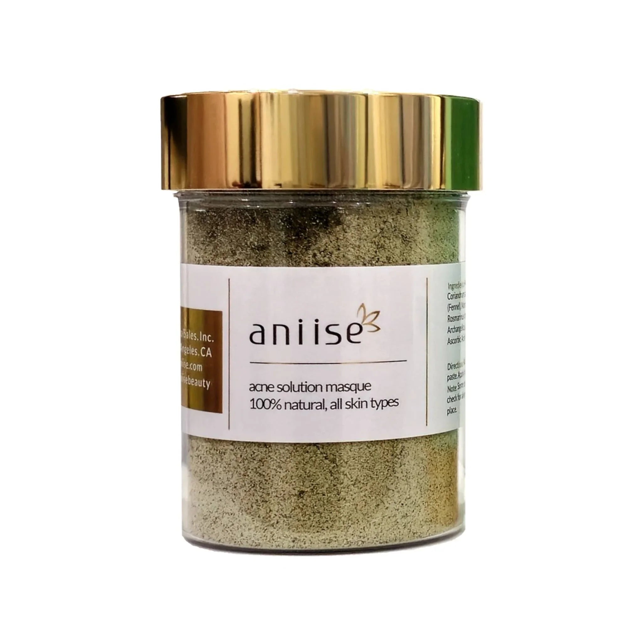 Aniise acne solution masque jar with gold lid, natural skincare product at Qu!rk Boutique