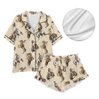 Baha Ranch Vintage Cowgirl Satin Ruffle Western Pajama Set - Qu!rk Boutique