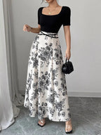 Floral Print Square Neck Maxi Dress - Qu!rk Boutique