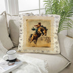 Baha Ranch Vintage Rodeo Stamp Throw Pillow Made in America - Qu!rk Boutique