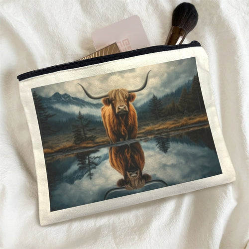 Baha Ranch Reflection Highland Cow Cosmetic Bag Made in America - Qu!rk Boutique