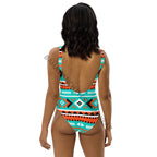 Baha Ranch Yeehaw Turquoise Orange Aztec One-Piece Swimsuit - Qu!rk Boutique