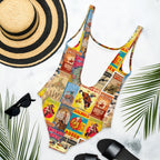 Baha Ranch Yeehaw Vintage Rodeo Poster One-Piece Swimsuit - Qu!rk Boutique
