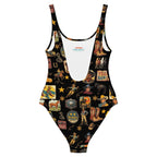 Baha Ranch Yeehaw Vintage Cowboy Collage Western One-Piece Swimsuit - Qu!rk Boutique