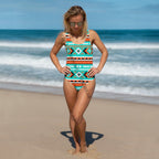 Baha Ranch Yeehaw Turquoise Orange Aztec One-Piece Swimsuit - Qu!rk Boutique