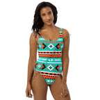 Baha Ranch Yeehaw Turquoise Orange Aztec One-Piece Swimsuit - Qu!rk Boutique