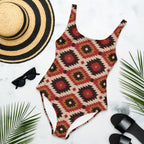 Baha Ranch Yeehaw Rust Aztec One-Piece Swimsuit - Qu!rk Boutique