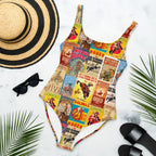 Baha Ranch Yeehaw Vintage Rodeo Poster One-Piece Swimsuit - Qu!rk Boutique