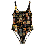 Baha Ranch Yeehaw Vintage Cowboy Collage Western One-Piece Swimsuit - Qu!rk Boutique