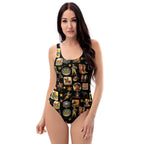 Baha Ranch Yeehaw Vintage Cowboy Collage Western One-Piece Swimsuit - Qu!rk Boutique