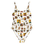 Baha Ranch Yeehaw Vintage Cowgirl Collage White One-Piece Swimsuit - Qu!rk Boutique