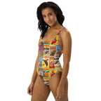 Baha Ranch Yeehaw Vintage Rodeo Poster One-Piece Swimsuit - Qu!rk Boutique