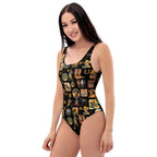 Baha Ranch Yeehaw Vintage Cowboy Collage Western One-Piece Swimsuit - Qu!rk Boutique