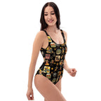 Baha Ranch Yeehaw Vintage Cowboy Collage Western One-Piece Swimsuit - Qu!rk Boutique