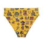Baha Ranch Yeehaw Vintage Cowboy Collage Mustard Bikini Bottom - Qu!rk Boutique