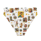 Baha Ranch Yeehaw Vintage Cowgirl Collage White Bikini Bottom - Qu!rk Boutique