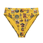 Baha Ranch Yeehaw Vintage Cowboy Collage Mustard Bikini Bottom - Qu!rk Boutique