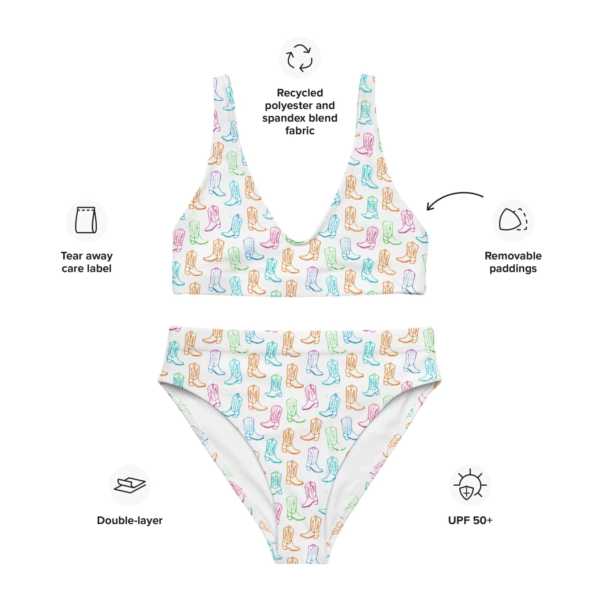 Watercolor Neon Boots High Waist Bikini